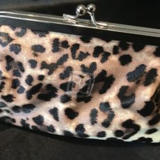 Leopard Print Kiss clasp cosmetic bag closed